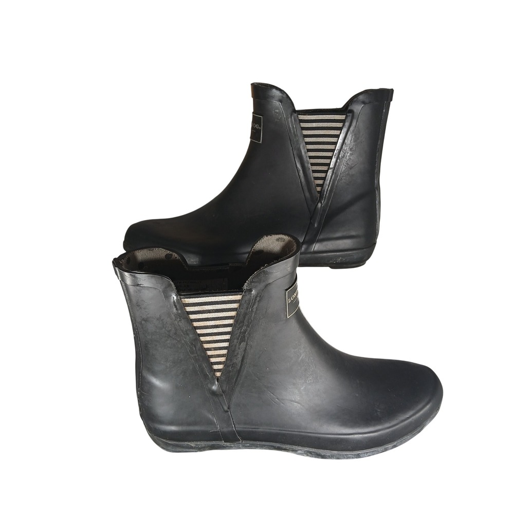 London‎ Fog Womens Black Rubber Ankle Rain Boots LFW Piccadilly Size 8 M